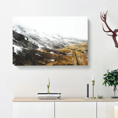 Snow Topped Mountains In Iceland Painting - Wrapped Canvas Print