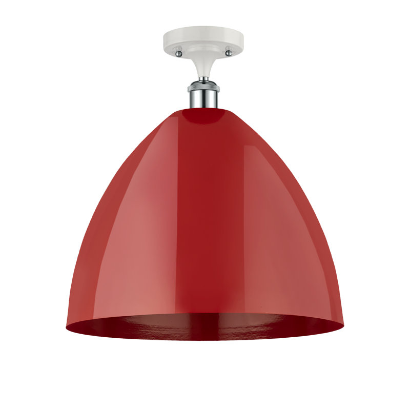 Plafonnier semi-encastré Crooksville, Rouge, Blanc et chrome poli
