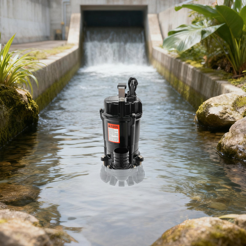 Pompe submersible 750W pour eau sale, Noir mat, 750 Watts