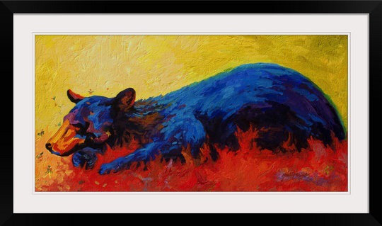«Bugged Bear» par Marion Rose - reproduction d'art, H 22 po x l 37 po x P 1 po, Imprimé à cadre noir