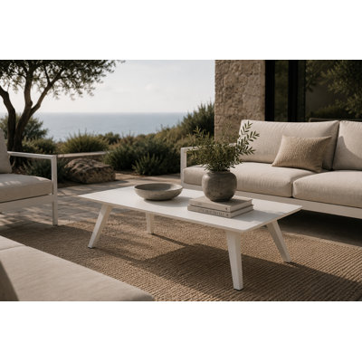  Sunset Modern Outdoor Aluminum Coffee Table, White