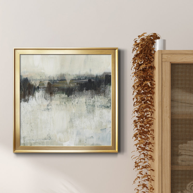 «Neutral Horizon Line I», reproduction encadrée de qualité supérieure - prête à être accrochée, Toile avec cadre doré