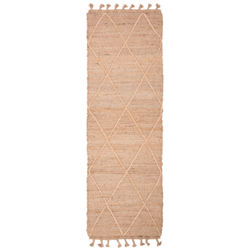 Tapis en jute tissé à la main en fibre naturelle Digio, Tapis de couloir 2 pi 3 po x 6 pi