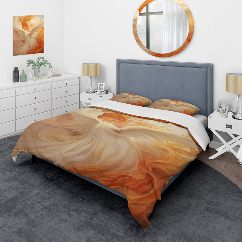 Ensemble de housse de couette beige et orange Infinite Dimensions - Collages abstraits, Housse de couette pour grand lit