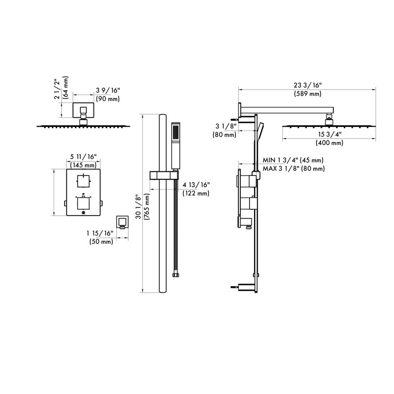 Thermostatic Complete Shower System, Champagne Bronze