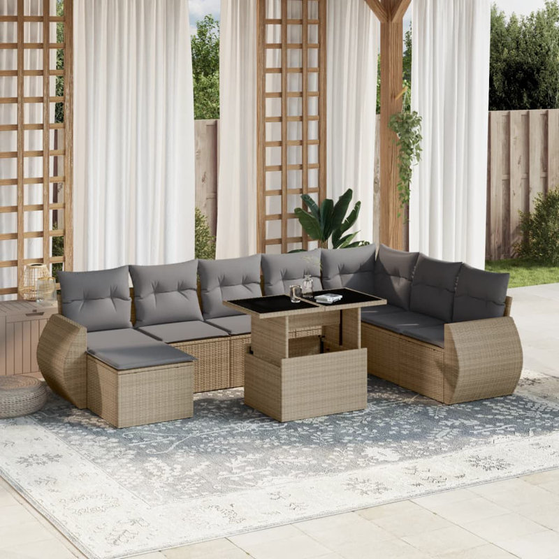  Ensemble de canapé de jardin beige, gris clair