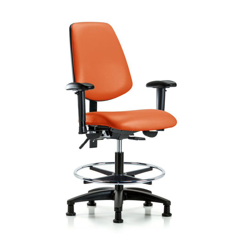 Iyanna Vinyl Drafting Chair, Glides, Included, Orange