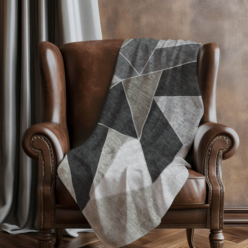 Jeté en sherpa Addison, Motif géométrique café