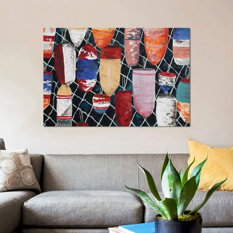 «Crab Buoys», impression sur toile, H 18 po x l 26 po x P 1,5 po, Pas de tapis, Toile tendue