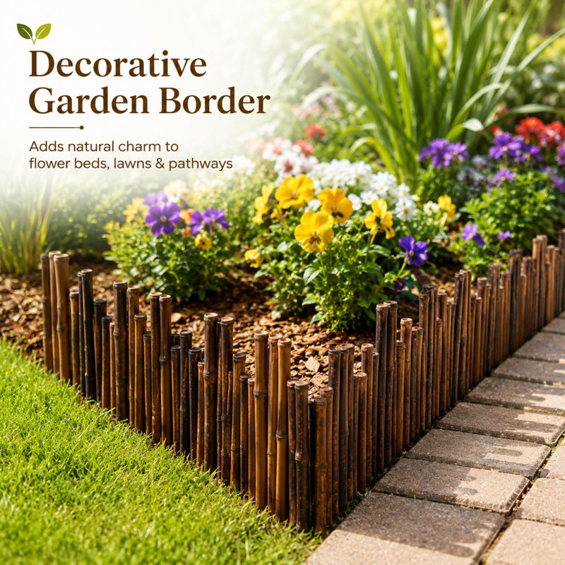 0.65ft * 2ft Natural Black Bamboo Border Edging