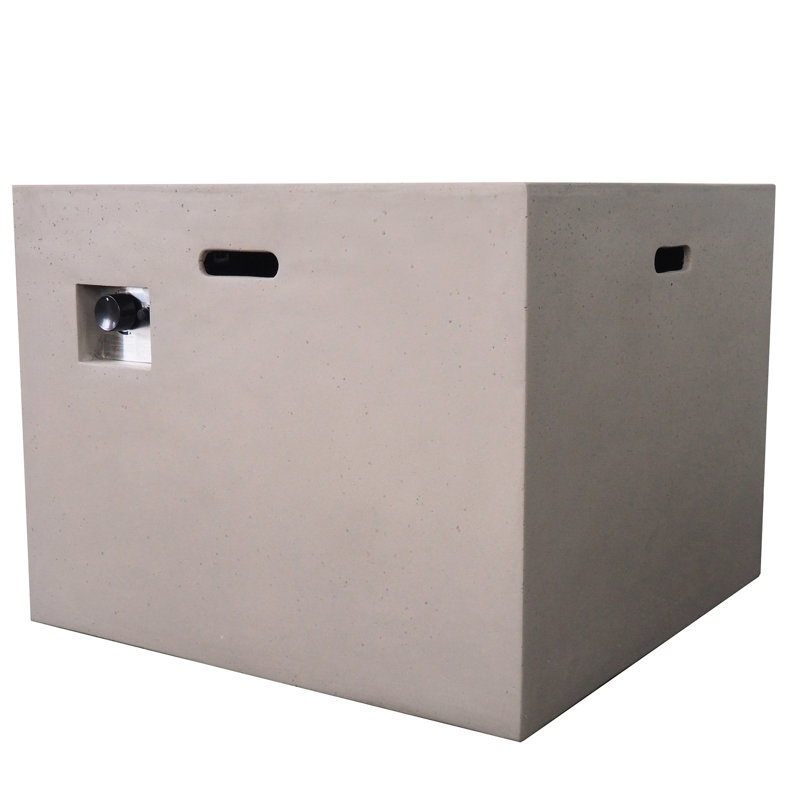 40,000 Garden Fireplace, 31" Square, Lightweight Concrete, Patio Relaxation Area, Grey 30.37 In. Square Fire Heating, , Magnesium Oxide, Cool Summer Night