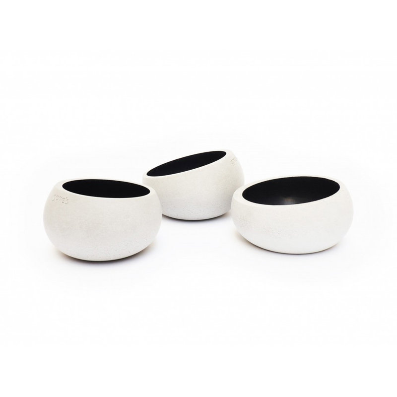 3 Piece Concrete Tabletop Votive Holder Set, Black