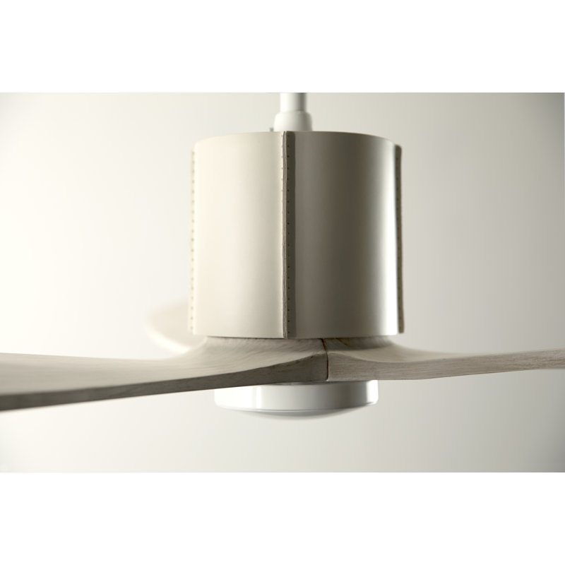 LeatherLuxe Downrod Ceiling Fan, Wall/Remote Combo Controls, Gloss White/Ivory, Whitewash