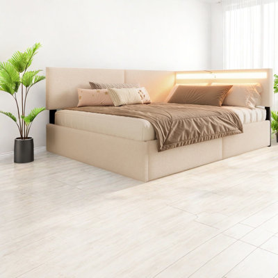 Lits modernes avec rangement, sommier à lattes en bois, style nuage, pour la maison