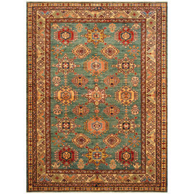 Jevon One-of-a-Kind Rectangle 6' X 8'1" Wool Area Rug in Green/Ivory/Red