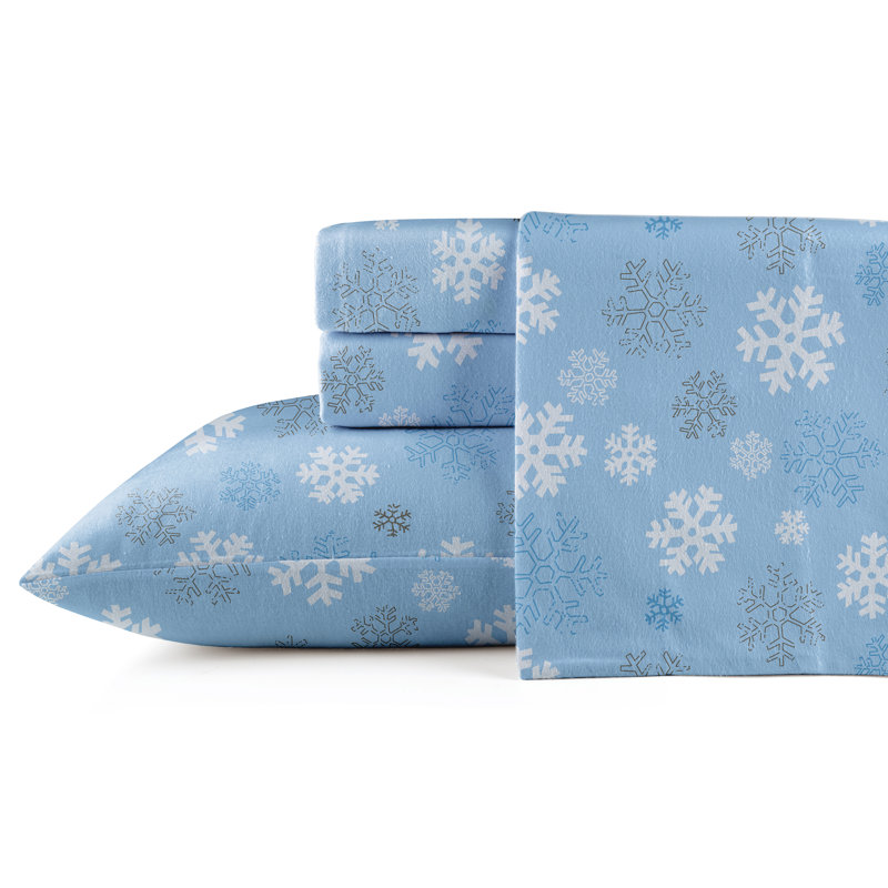 Ensemble de draps 100% coton en flanelle imprimée 170 g / m² Pointehaven, Ensemble de draps pour très grand lit + drap-hous