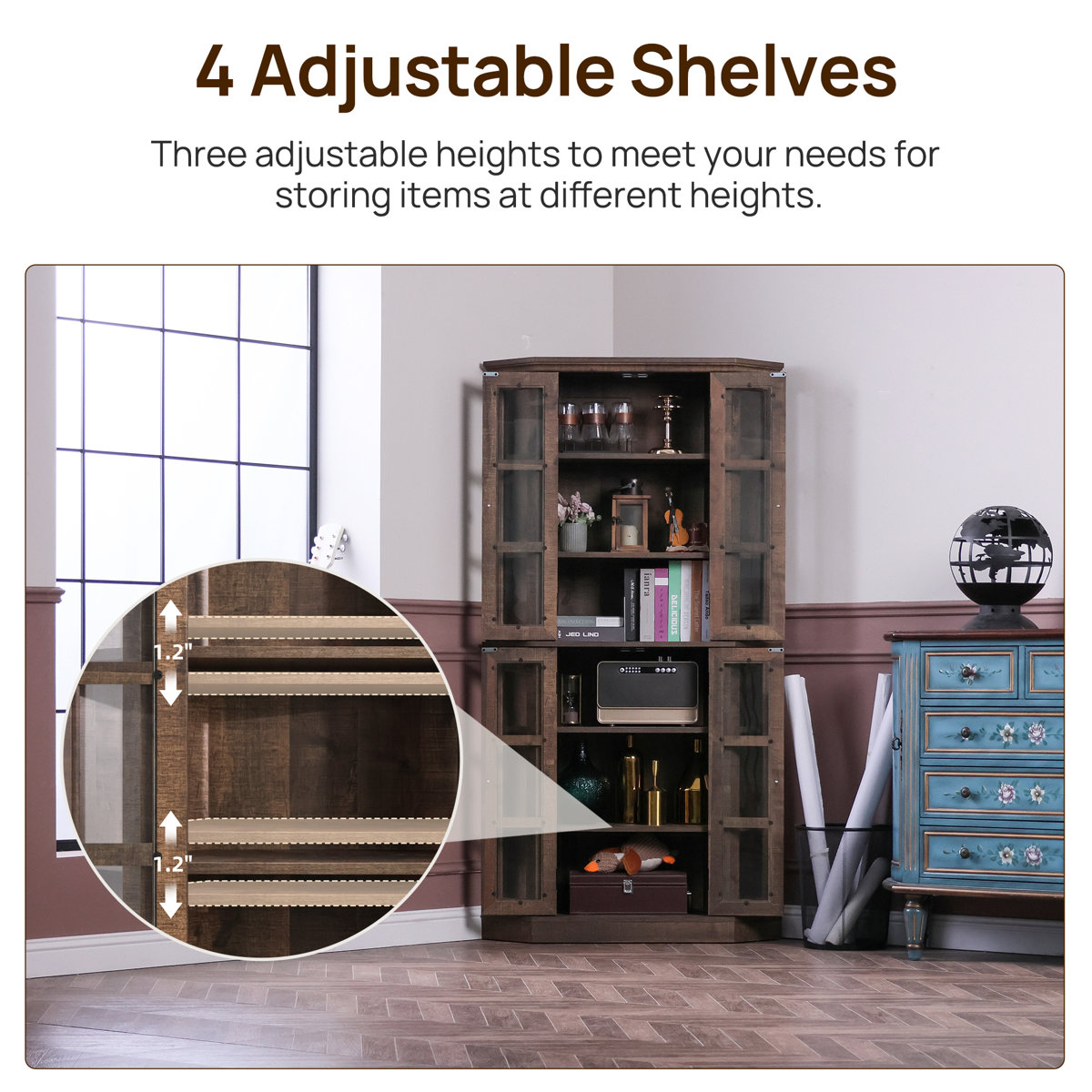 Millwood Pines Retro Hexagon Corner Dining Cabinet & Reviews | Wayfair