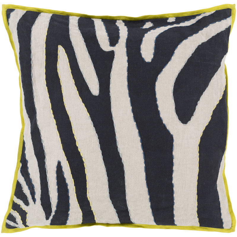 Coussin décoratif, H 18 po x l 18" x P 4 po, Gris clair / Marine, Polyester