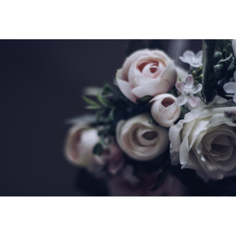 Pink And White Rose Wreath by SACheckley - Wrapped Canvas Print, 30.48cm x 45.72cm