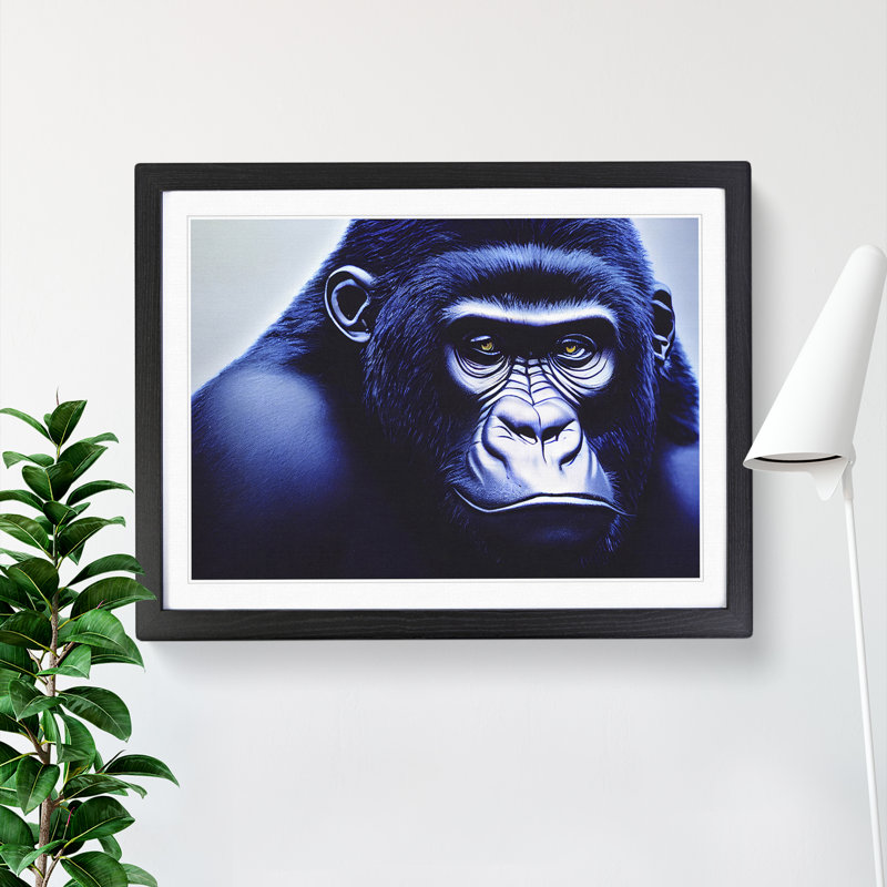 A Resplendent Gorilla 1 Piece Single Picture Frame Wall Art, 46cm H x 64cm W x 2cm D, Black Framed