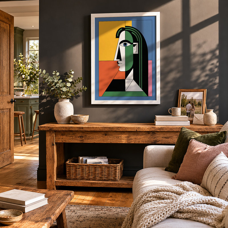 Geometric Portrait Art Deco - Print, A1 - 84.1 x 59.4 cm, White