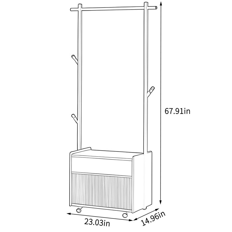 Solid Wood Coat Rack Thick Rod Movable