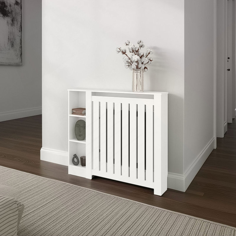 Armoire pour radiateur, 3 tablettes, blanc, White