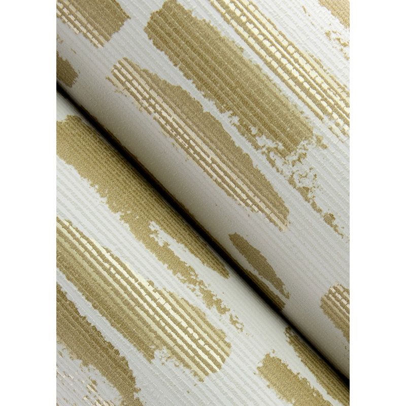 Myrtle Purple Abstract Stripe Wallpaper, Gold/White