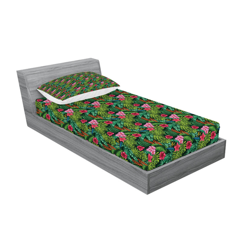 Multicolore drap-housse et coussin décoratif Ambesonne, Ensemble de draps pour lit simple TG + 3 articles 