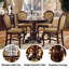 Table de salle à manger ronde traditionnelle Château de Ville de 122 cm (48 po) – Piètement sculpté à une seule colonne et quatre pieds, finition MDF brun foncé, style classique européen.