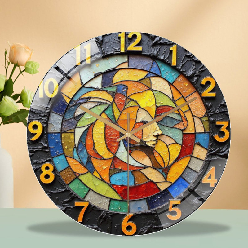 Horloge murale colorée en verre coloré 12 po