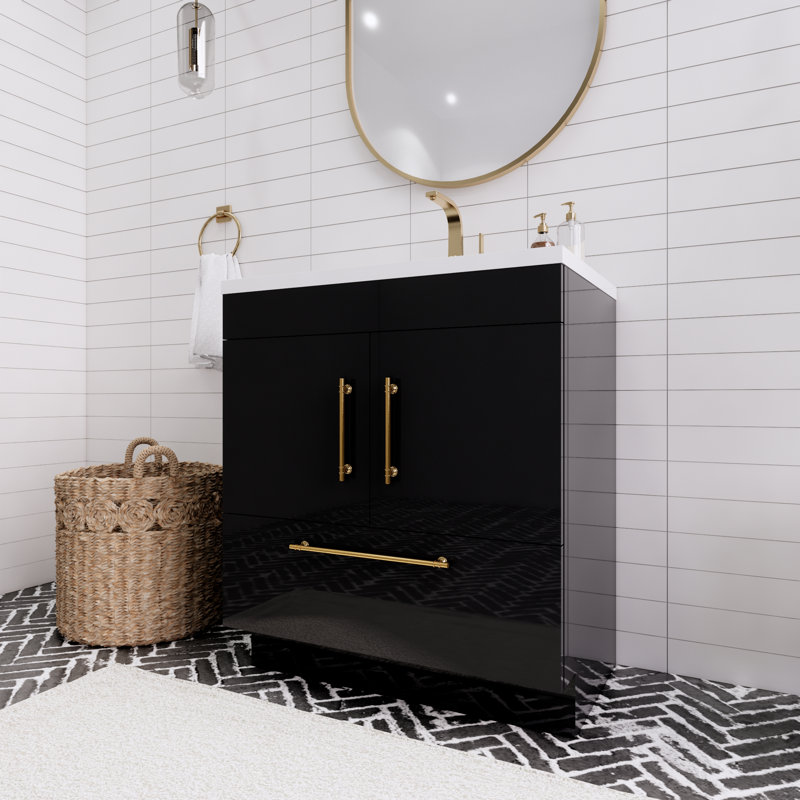 Meuble-lavabo simple Spring, Lustre noir, 30"