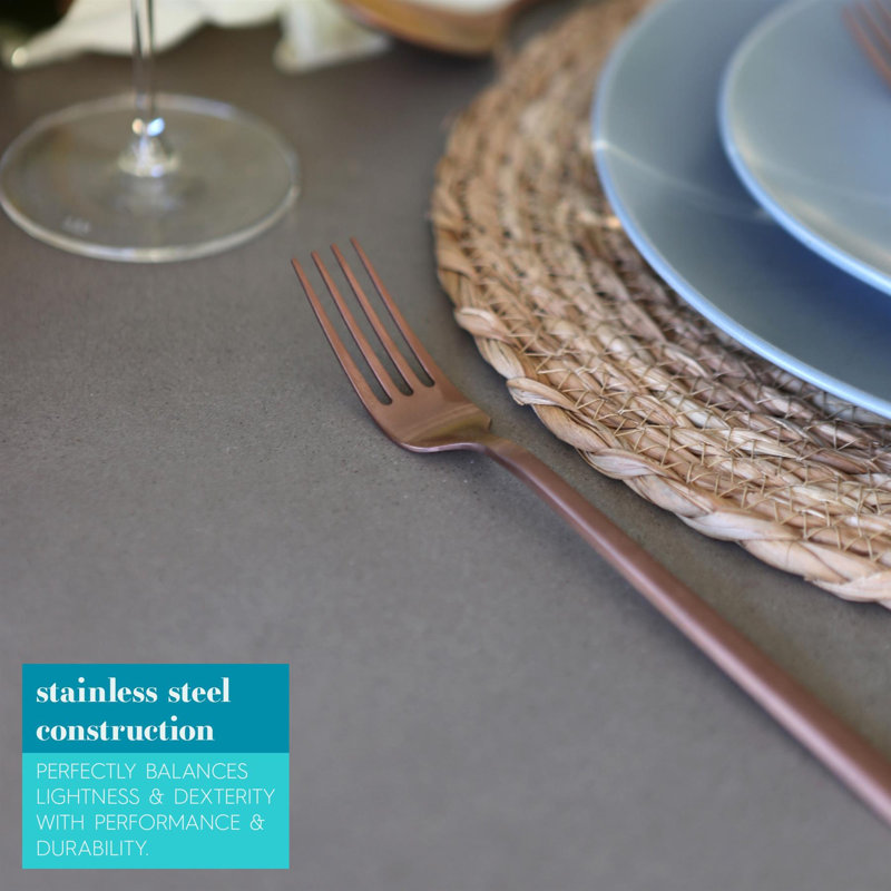 Stainless Steel Dinner Forks - 19.5cm - Pack of 4, Copper