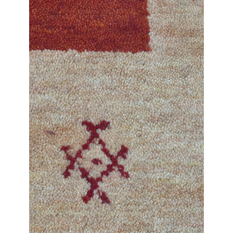 Handloomed Red Gabbeh Tribal Wool Area Rug, 5' x 8'