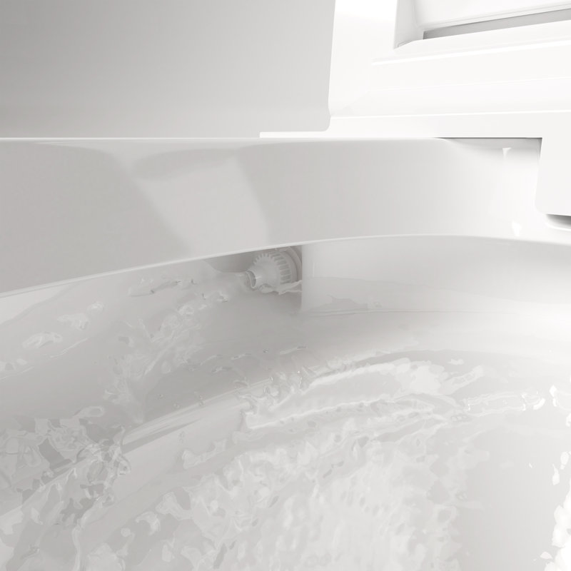Toilette intelligente allongée sans réservoir avec lavage de bidet, siège chauffant, chasse d'eau puissante de 1,28 gallon par chasse, séchoir à air chaud, chasse d'eau à capteur de pied et veilleuse (télécommande incluse)