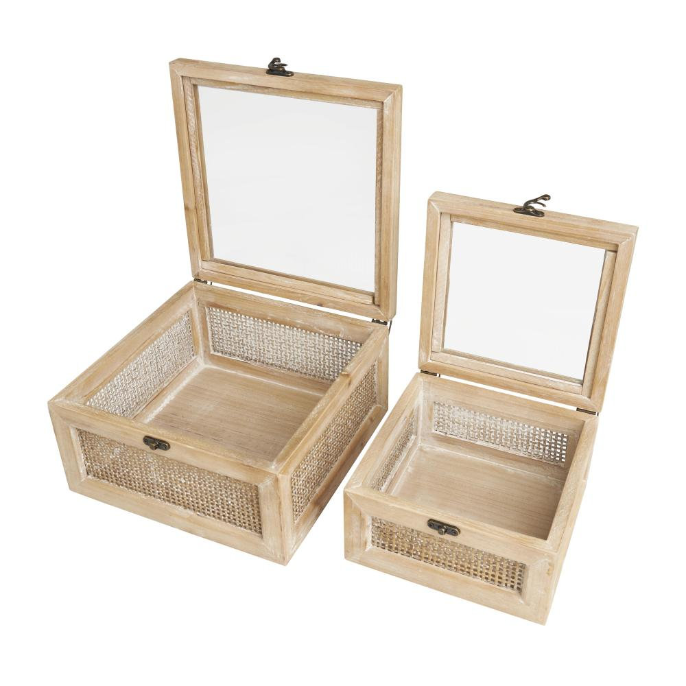 Glass Top Wood Box Set