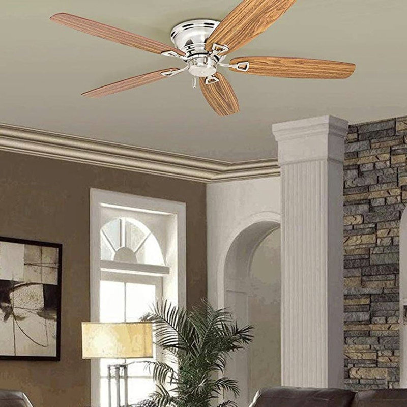 Glen Alden 52'' Ceiling Fan with Pull Chain, Brushed Nickel with Medium Oak Blades