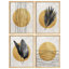 "Feuilles de palmier noir, or et tons blancs, œuvre d'art moderne minimaliste", 4 pièces-101519735-101519737