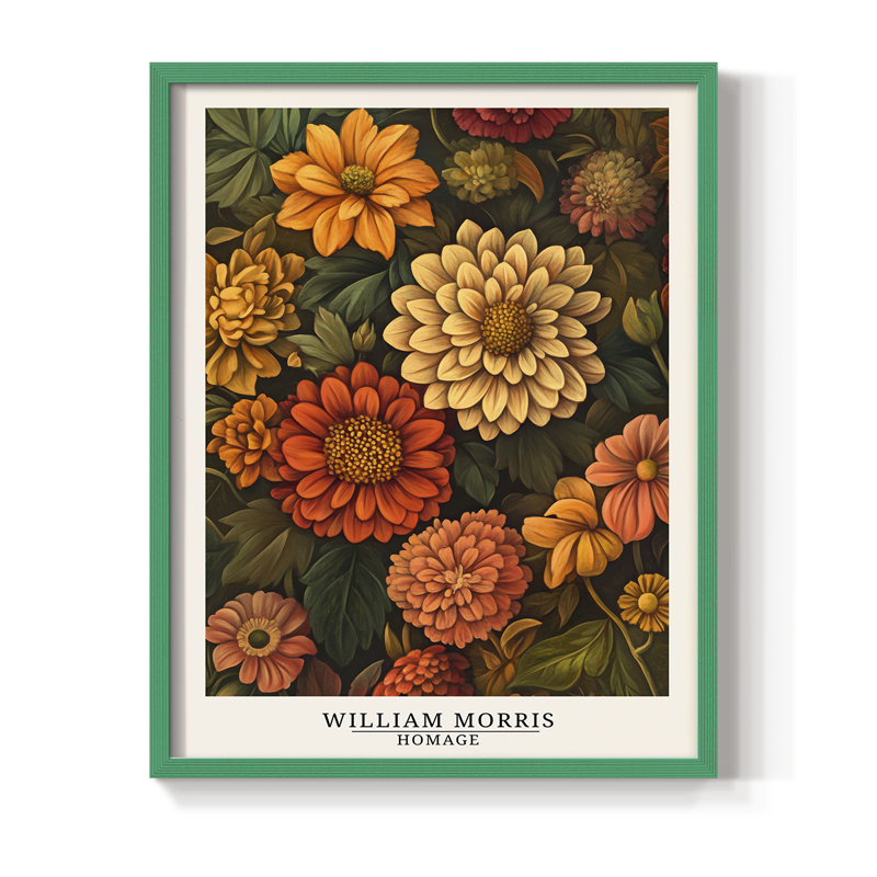 Imprimé encadré de la série XXX de William Morris - Bois massif, H 30 po x l 24 po, Vert