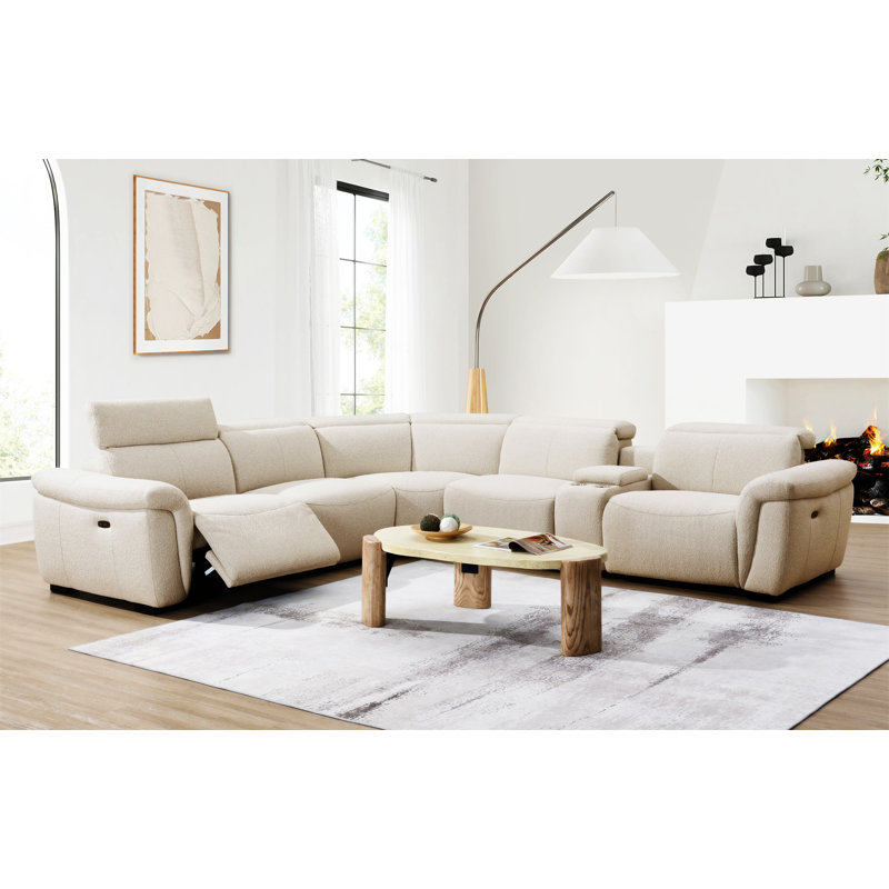 Canapé modulaire inclinable électrique pour 5 personnes Dayana Beige Boucle