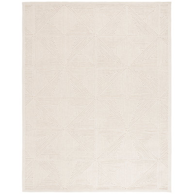 Lisabet Textural Hand Tufted Wool/Cotton Geometric Rug in Ivory