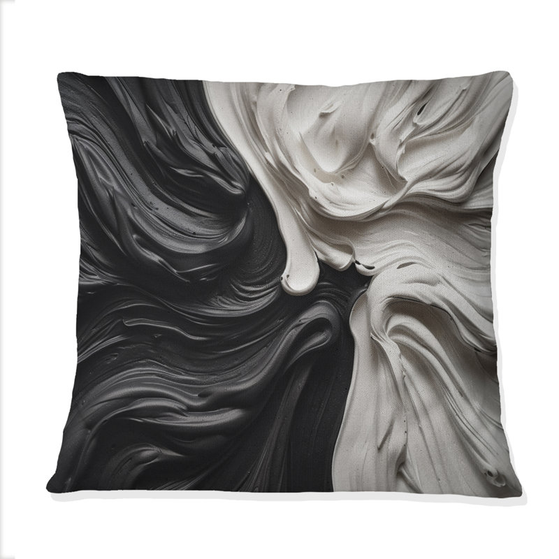 Coussin décoratif noir et blanc Marbré Dreamscape IV - imprimé géométrique abstrait