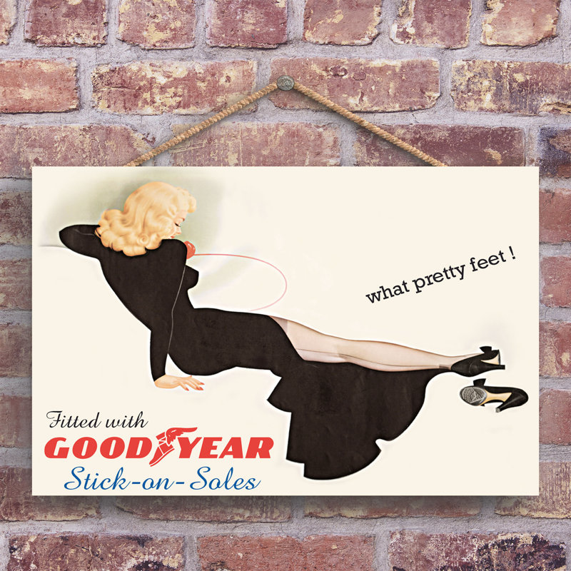 Good Year Soles Vintage Retro Poster Design On Wooden Plaque