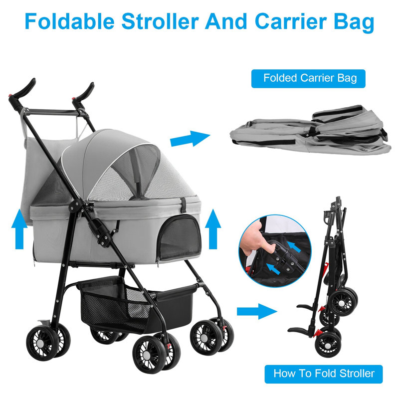 Foldable Pet Trailer, Gray