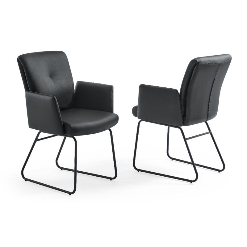 Fauteuil capitonné Inscoe Droitwich, Noir, Noir