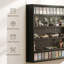 Armoires en porcelaine moderne avec rangement, porte en verre noire à fixation murale