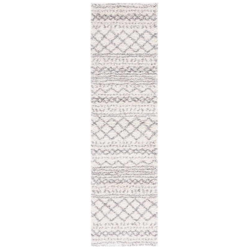 Develin Performance Chevron Rug, Runner 2'3" x 8', Ivory/Gray