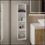 Armoire de rangement murale haute en bois manufacturé avec 4 tablettes ouvertes, organisateur de salle de bain mince
