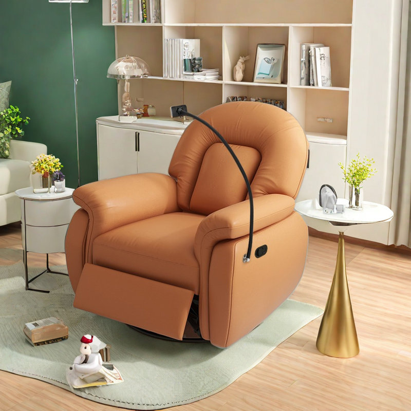 Fauteuil inclinable pivotant en similicuir Tarajhi, Orange