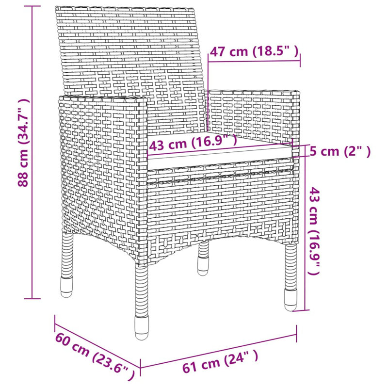 Drashti Square 4 - Person 31.5" Long Dining Set with Cushions, Gray, Dark Gray, 2